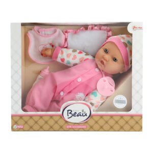Baby Beau pop met bloemslab en zacht roze kussen