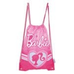 Barbie gymtas trekkoord rugzak met logo en hartdesign in roze tinten