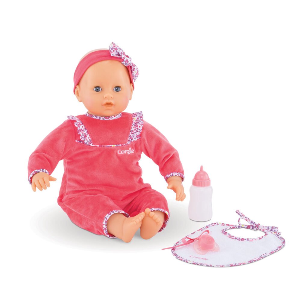Corolle Mon Grand Poupon babypop Lila met flesje, slabbetje en speen accessoires
