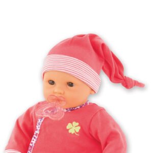 Pop met roze outfit en fopspeen in hartvorm van Corolle