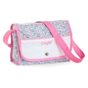 Roze schoudertas met bloemenprint van Corolle voor poppenaccessoires