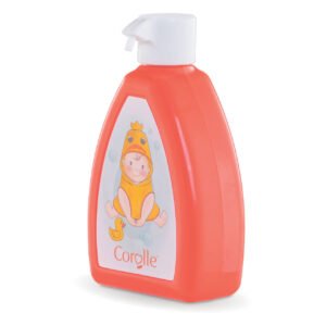Speelflesje Corolle voor babypop, oranje met witte pomp en schattige illustratie