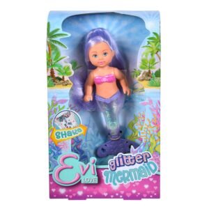 Evi Love glitter zeemeermin pop met lila haar in doos