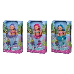 Set van drie Evi Love glitter zeemeermin poppen in verpakking