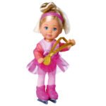Evi Love mini pop schaatser met gouden medaille en roze kunstschaatsoutfit