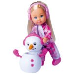 Evi Love mini pop met sneeuwpop in roze winterkleding