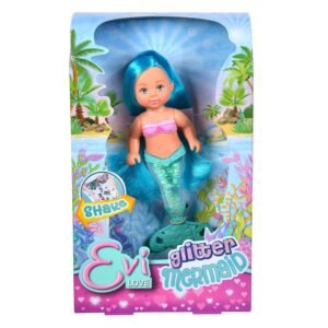 Evi Love zeemeermin pop met turquoise haar in kleurrijke verpakking