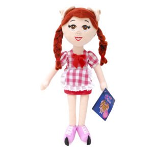 Heless K3 knuffelpop Hanne met muziek lappenpop met productlabel en roze outfit