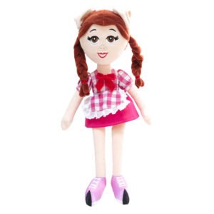 heless K3 Hanne lappenpop met rood-wit geruite outfit en roze schoenen