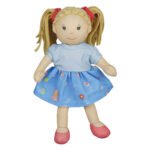 Heless Pop Pippa met blauwe bloemenrok en blonde staartjes