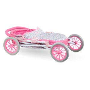 Inklapbare Corolle poppenwagen in roze met bloemenprint