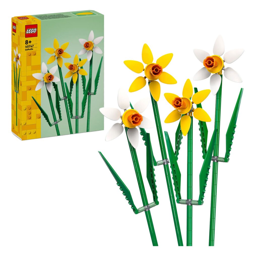 LEGO Narcissen set 40747 met doos en in elkaar gezette bloemen