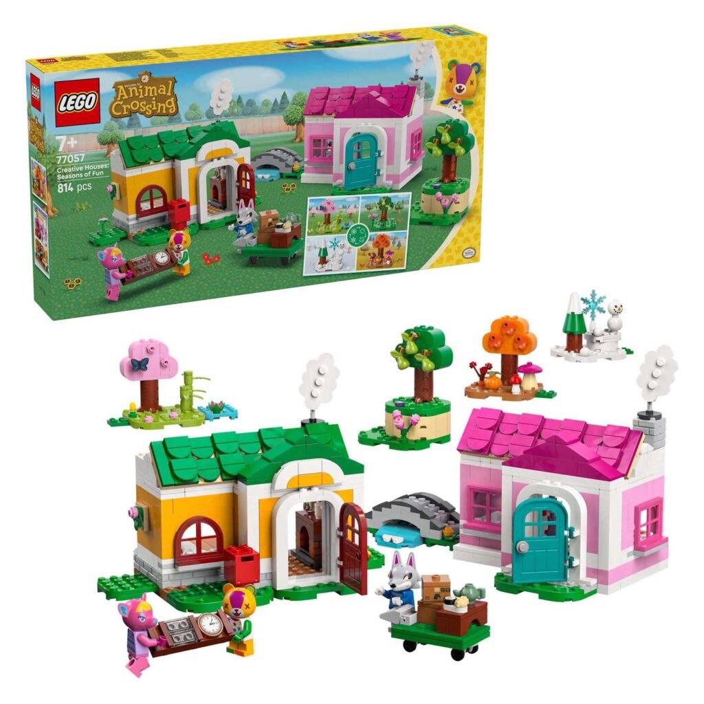 LEGO Animal Crossing huisjes met seizoensdecor en figuren en verpakking