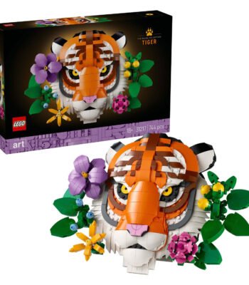 LEGO Art 31217 De faunacollectie Tijger met doos, kleurrijk model met bloemendetails