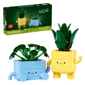 LEGO Botanicals 10349 Vrolijke Plantjes met doos en twee vrolijke figuren met planten