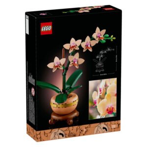 Achterzijde verpakking LEGO Botanicals mini-orchidee met afmetingen
