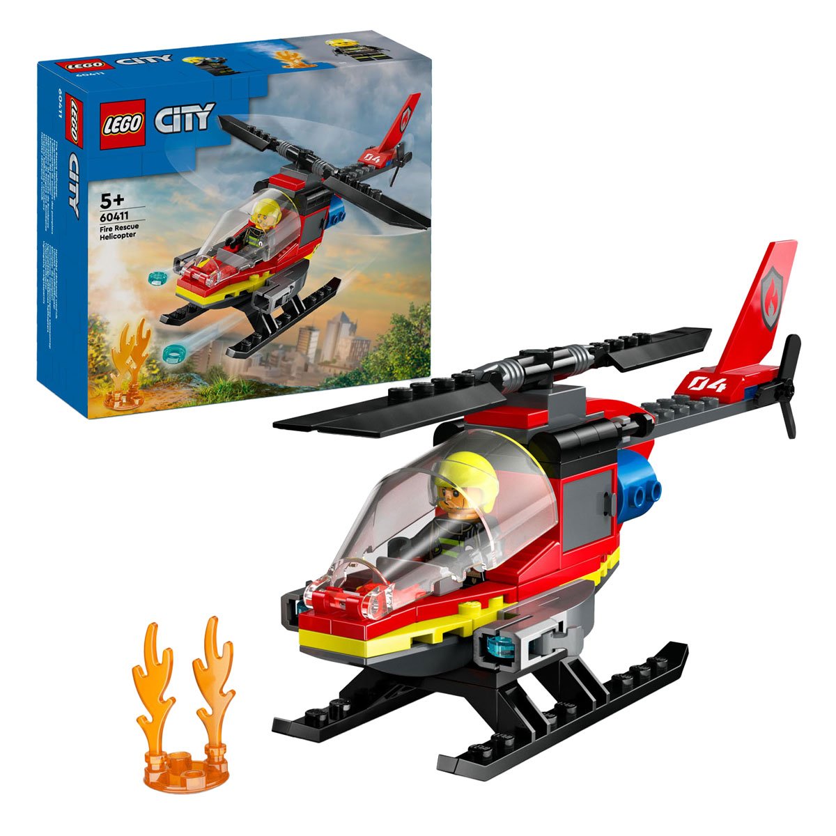 lego-city-brandweerhelikopter-set-met-doos-en-vlammen-60411 Lego City 60411 Brandweerhelikopter set 60411 met doos