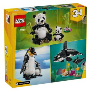 LEGO Creator 3-in-1 doos achterkant met panda, orka en pinguïn bouwsets