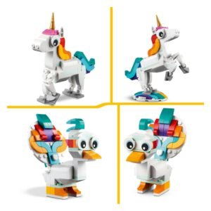 LEGO eenhoorn, zeepaardje en vogel modellen uit Creator 3-in-1 set