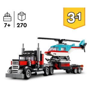LEGO Creator 3-in-1 set met truck en helikopter voor kinderen vanaf 7 jaar