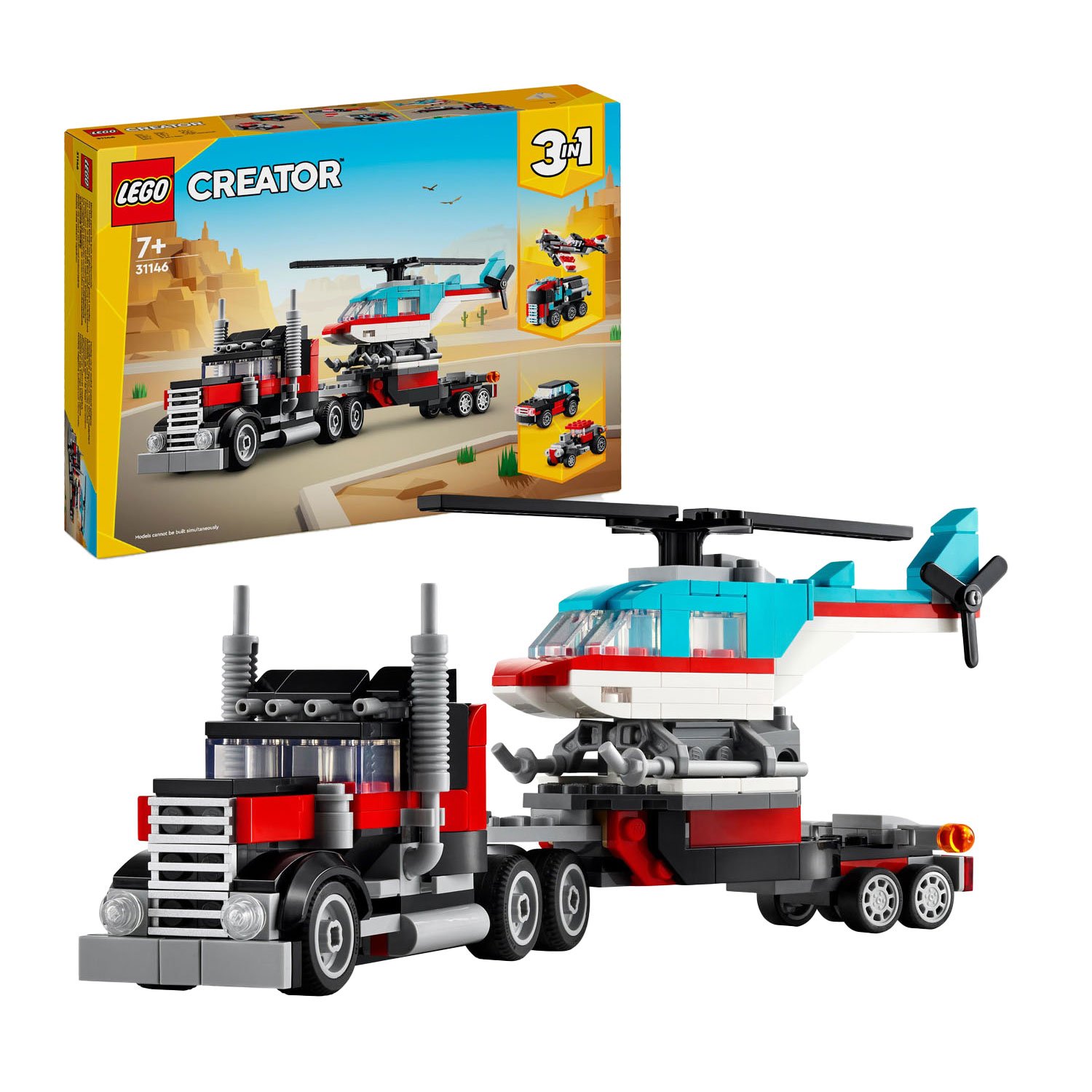 lego-creator-3in1-verpakking-truck-helikopter LEGO Creator 31146 Truck met helikopter set inclusief verpakking met truck en helikopter