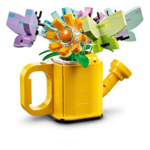 Gele LEGO Creator gieter met oranje bloem en vlinders van bouwstenen