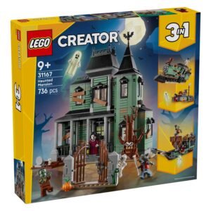 LEGO Creator 31167 spookhuis doos voorkant met 736 onderdelen en 3 bouwopties