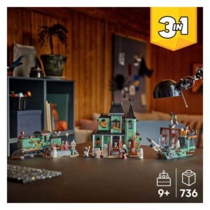 LEGO Creator spookhuis 31167 volledig gebouwd met trein en schip