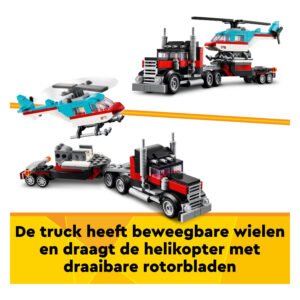 LEGO Creator truck met helikopter en draaibare rotorbladen