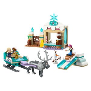 Speelscène van LEGO Disney Frozen set met Anna op slee, Olaf en Sven