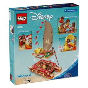 Achterkant LEGO doos van Disney Moana set 43270 met speelfuncties