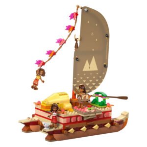 Detailweergave LEGO Disney Moana kano met zeil en personages