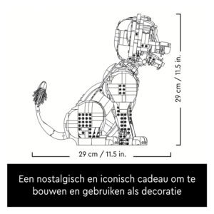 Afmetingen LEGO Disney Simba model in technische tekening