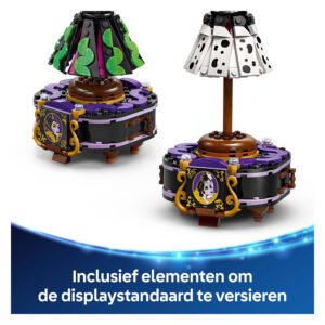 LEGO Disney Villains displaystandaards met versierde rokken van Maleficent en Cruella De Vil