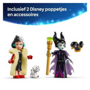 LEGO Disney minifiguren van Cruella De Vil en Maleficent met accessoires uit Disney Villains set