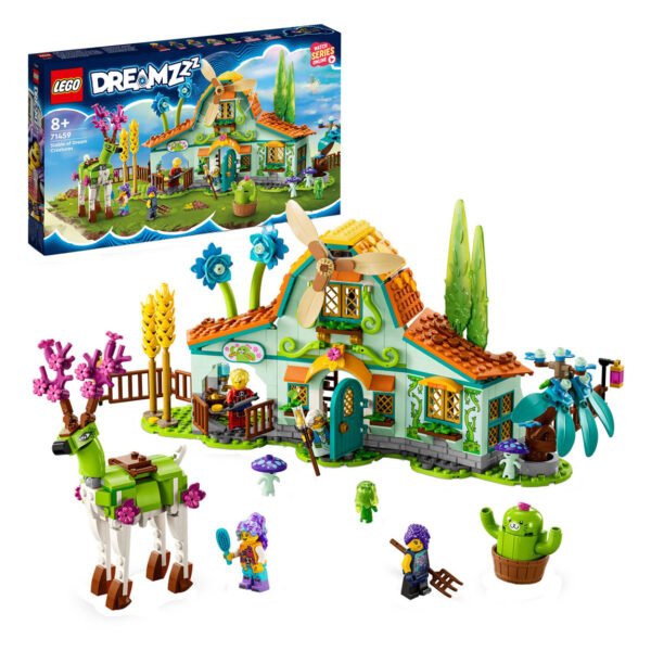 LEGO Dreamzzz 71459 stal met droomwezens doos en inhoud met huis, hert en personages