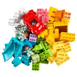 Kleurrijke LEGO DUPLO blokken met autootje en poppetjes voor peuters