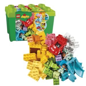LEGO DUPLO 10914 luxe opbergdoos met bouwstenen verspreid voor luxe opbergdoos