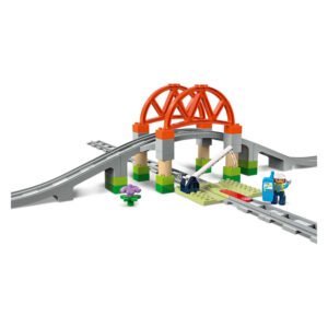 Bouwset LEGO DUPLO treinbrug met boog en spoorstukken opgebouwd