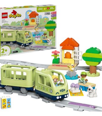 LEGO DUPLO Town 10427 Interactieve Avonturentrein met figuren, sporen en kleurrijke bouwstenen en verpakking