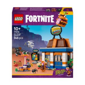 Doos van LEGO Fortnite Durr Burger restaurant met 546 stukjes en figuren