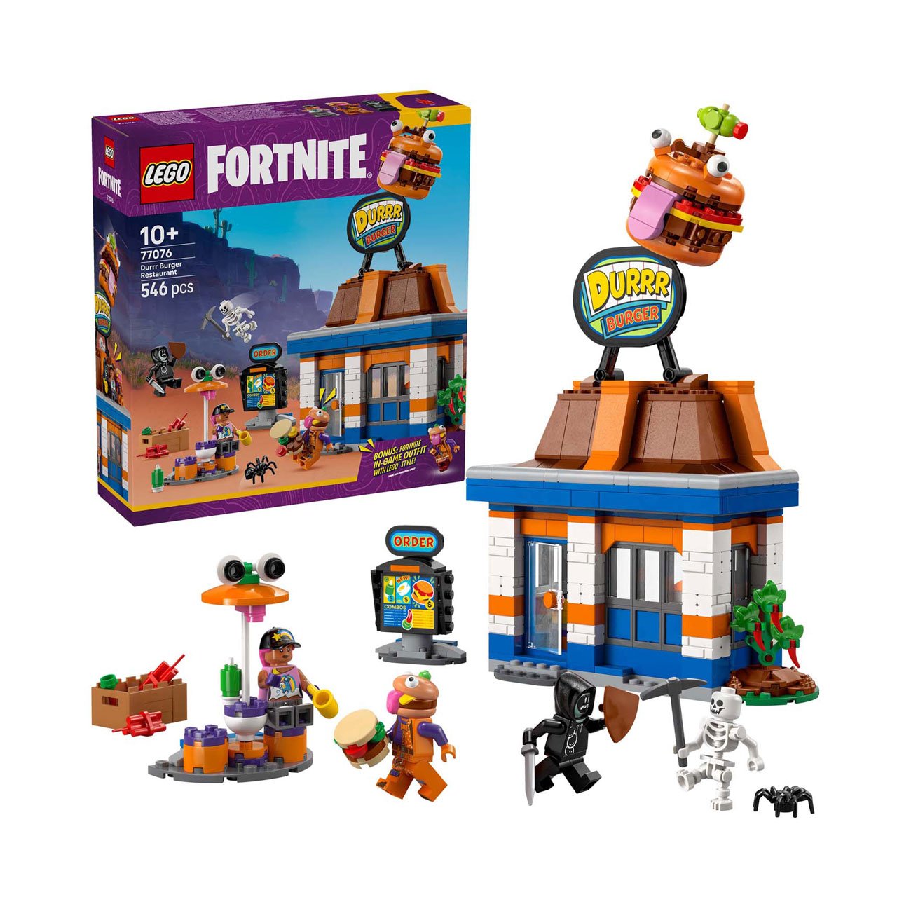 lego-fortnite-durr-burger-set-met-figuren LEGO Fortnite 77076 Durrr Burger Restaurant met figuren en accessoires