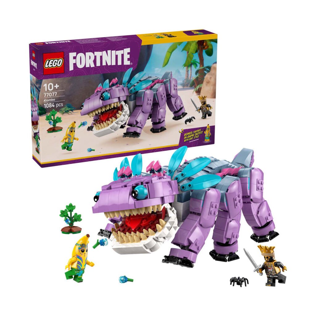 LEGO Fortnite Klombo set met verpakking en minifiguren