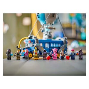 Close-up van LEGO Fortnite minifiguren voor de Battle Bus