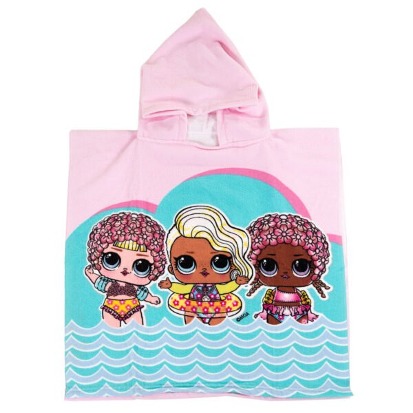L.O.L. Surprise! poncho met drie poppen in zwemkleding en golvenprint