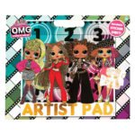 L.O.L. artist pad kleurboek met stickervel met kleurrijke poppen en stickers op de voorkant