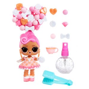 L.O.L. Surprise pop met roze haar en hartvormige kralenaccessoires