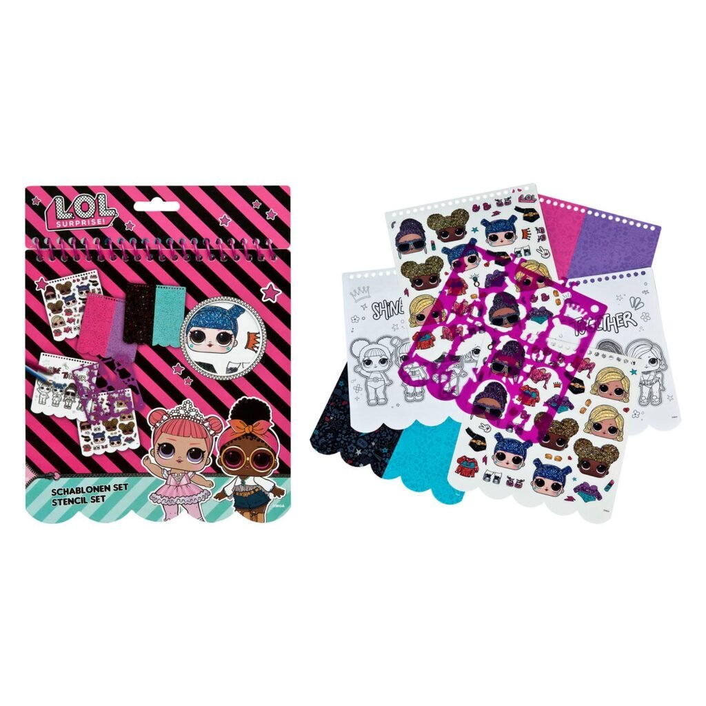 Combinatie van L.O.L. Surprise! sjabloon set en inhoud met kleurplaten en sjablonen