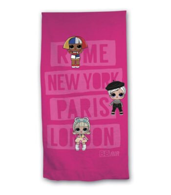 L.O.L. Surprise! strandlaken polyester met poppen en wereldsteden Rome, New York, Parijs en Londen