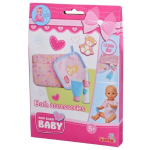 New Born Baby badaccessoiresset in roze verpakking met teddybeerdesign